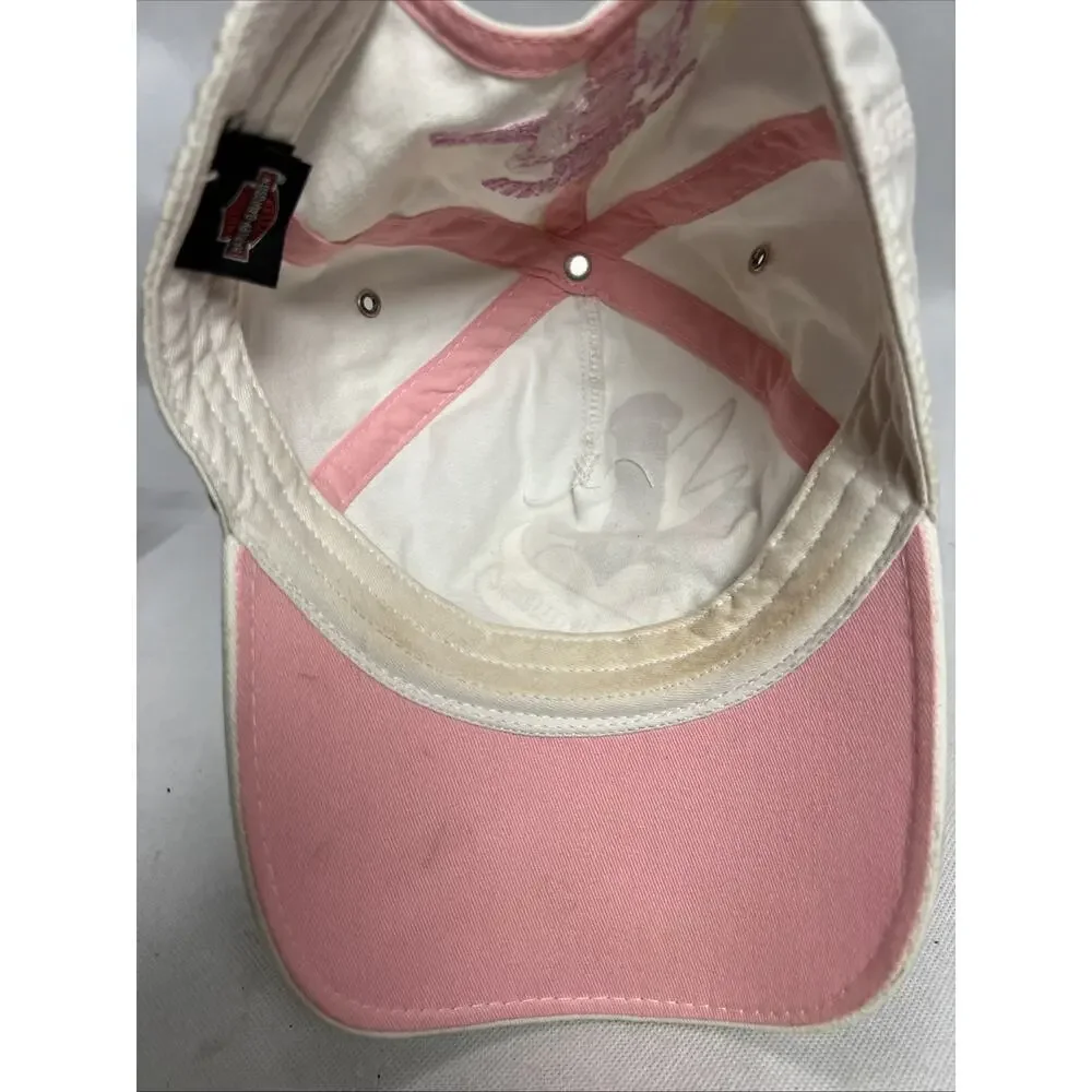 Harley Davidson Hat Cap Snap Back Womens Pink White 100% Cotton Bahamas